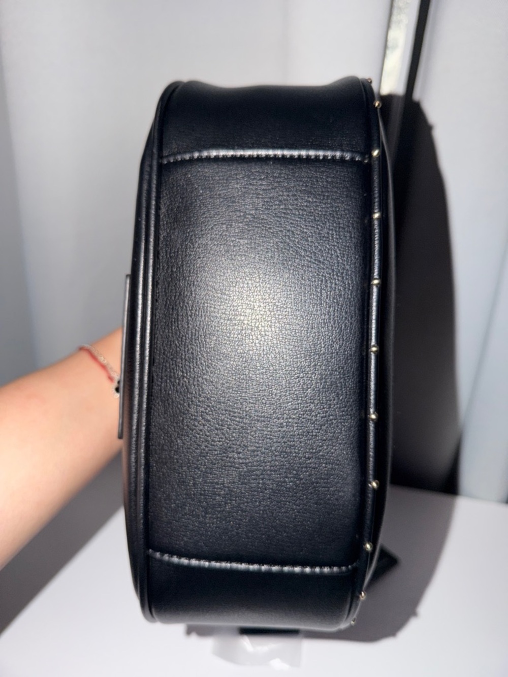 True Religion Black Leather Crescent Shoulder Bag with Gold Hardware - Picture 9 of 10